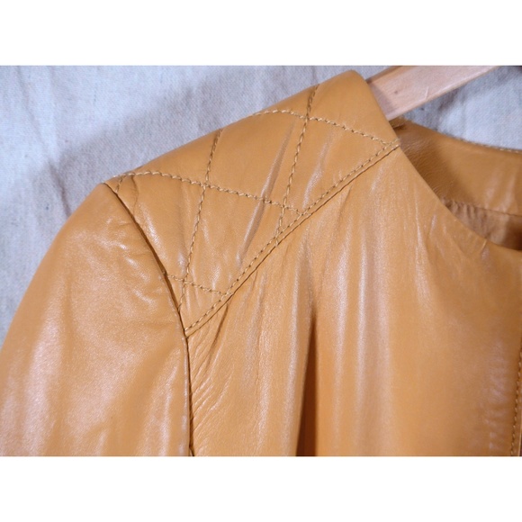 Stefanel Women 8 (fits like 4) Padded Leather Biker Jacket - Picture 6 of 15